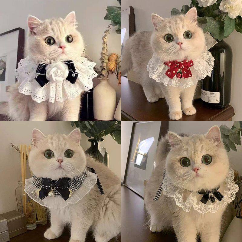 Мэншан Райское ожерелье для домашних животных, Кошачий бант, колокольчик, нагрудник в стиле принцессы, Полотенце со слюной Собаки, милый ошейник