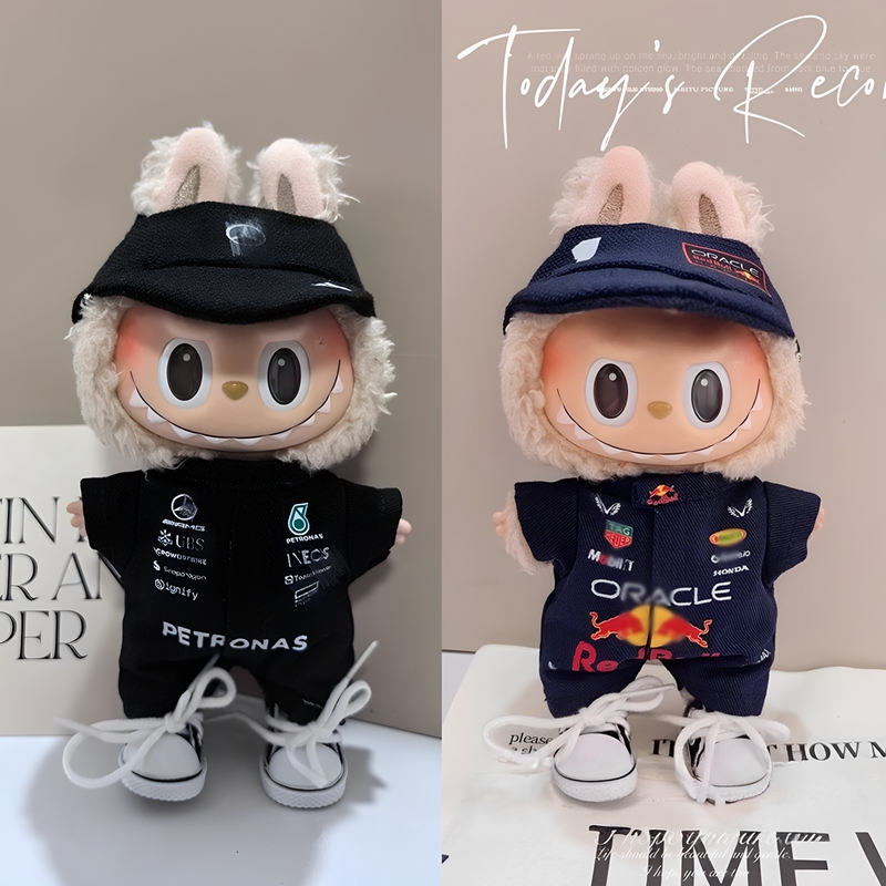 Labubu Doll Clothes, Labubu Clothing for First, Second, and Third Generations, 17cm Vinyl Doll Pendant, F1 Racing Suit