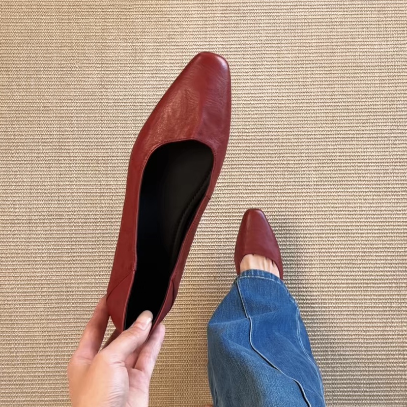 Dannyfrey Retro Distressed Sheepskin Square Toe Chunky Heel Fashionable Commuting Slip-On High Heels for Women Dannyfrey Retro Distressed Sheepskin Square Toe Chunky Heel Fashionable Commuting Slip-On High Heels for Women