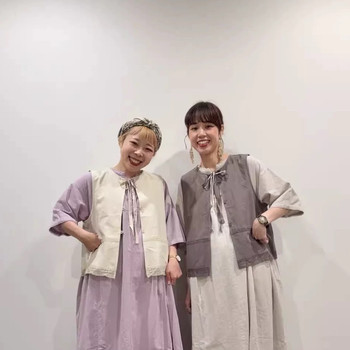 Hj Japanese Style Original D Sm*2 Mori Girl Lace Splicing Hem Tie Vest Ald Bust 106 Length 57