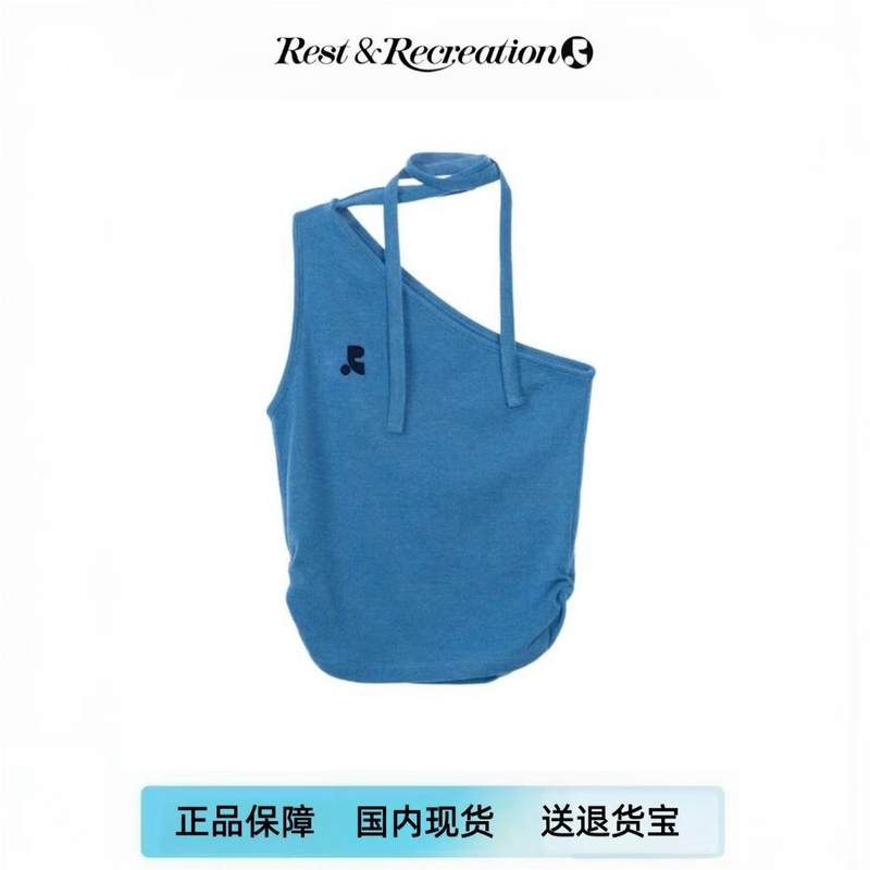 Korean Restandrecreation Summer Off-Shoulder Tie Rr Knitted Camisole for Women, Same Style as Ju Jingyi Korean Restandrecreation Summer Off-Shoulder Tie Rr Knitted Camisole for Women, Same Style as Ju Jingyi