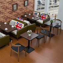 Fast food restaurant snack bar solid wood table and chair combination commercial western restaurant cafe dessert milk tea shop sofa booth