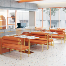 Internet celebrity milk tea shop tables and chairs dessert bakery burger shop cafe restaurant snack bar tables and chairs sofa card seat combination
