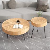 New coffee table Internet celebrity hot model solid wood round annual ring shape simple small apartment light luxury B&B Japanese round table
