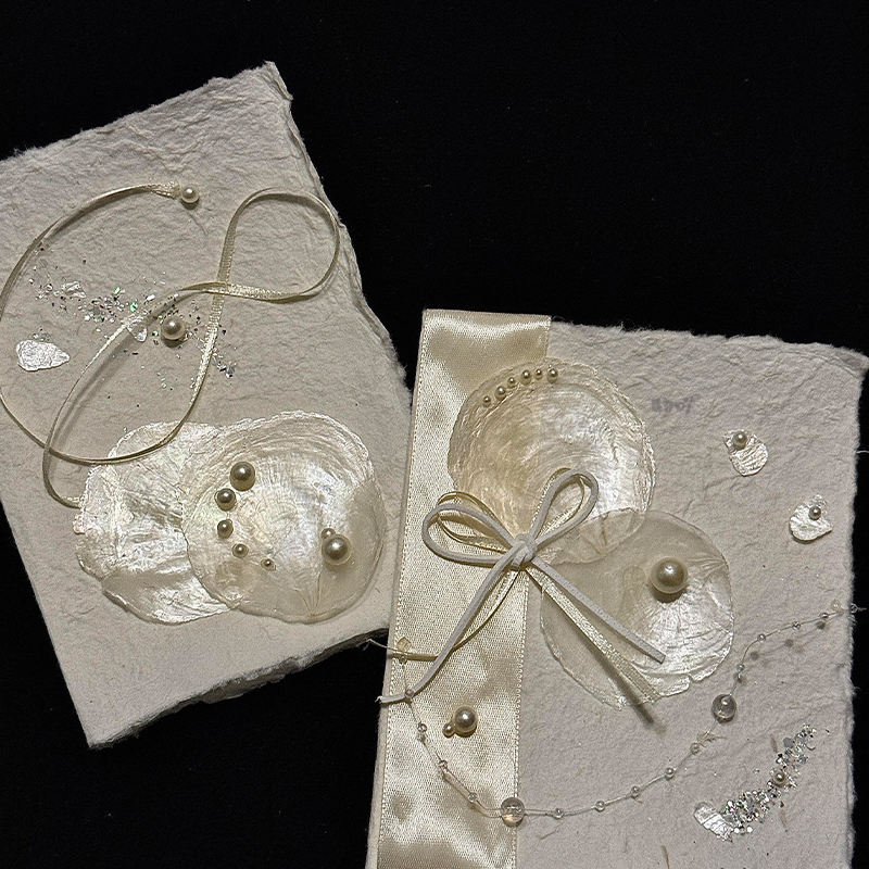 Unique Shell Pearl Wedding Vow Cards, Wedding Bride Vow Cards, a Pair of Engagement Wedding Gift Props, Finished Product Unique Shell Pearl Wedding Vow Cards, Wedding Bride Vow Cards, a Pair of Engagement Wedding Gift Props, Finished Product