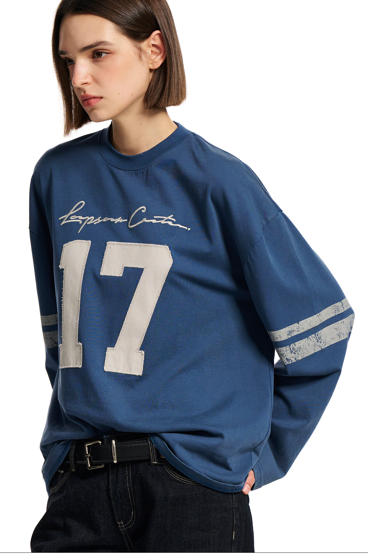 Loopsoon Number Patch Loose Long-Sleeve Tee