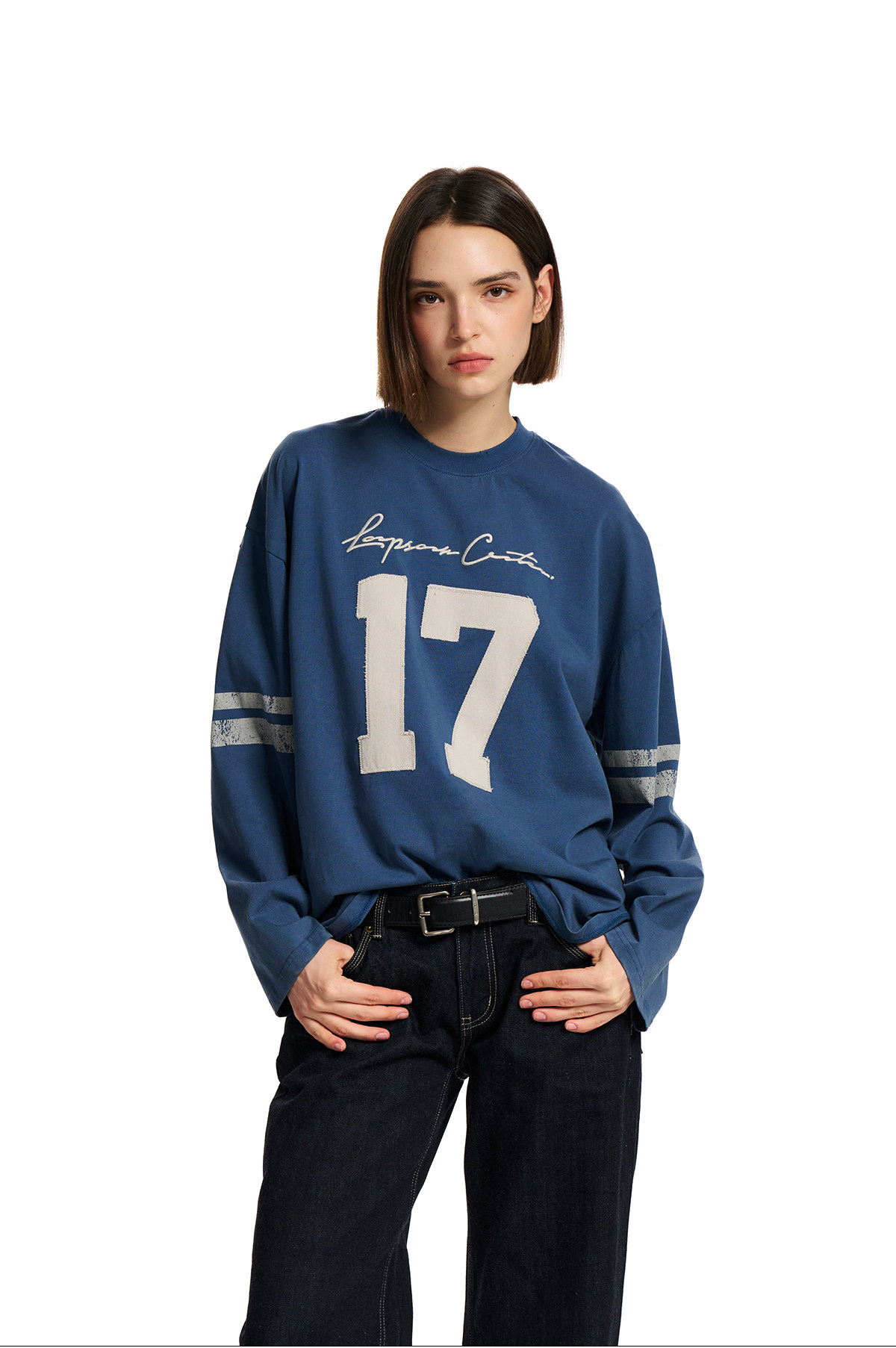 Loopsoon Number Patch Loose Long-Sleeve Tee