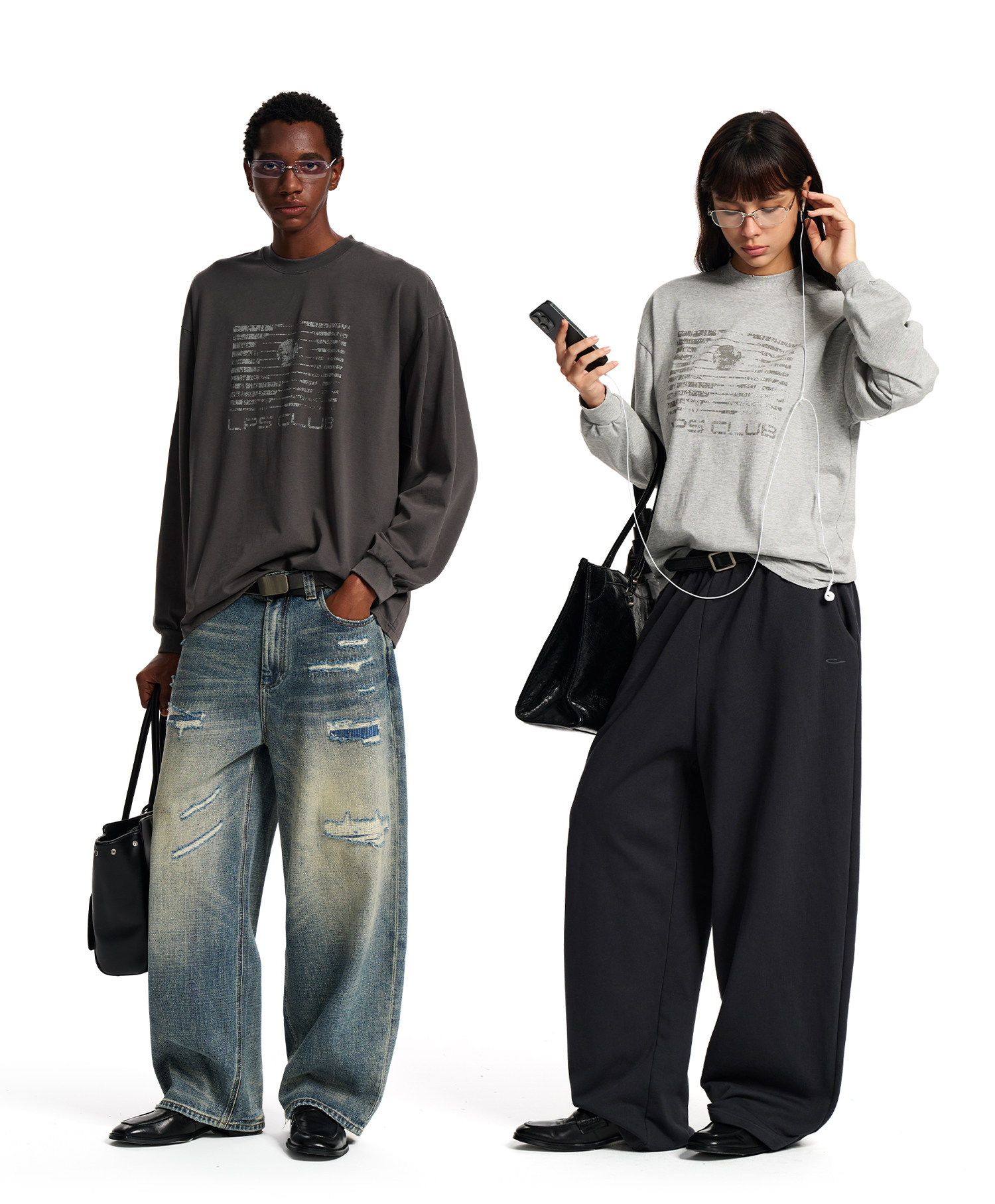 Loopsoon Gradient Washed Graphic Long-Sleeve Tee