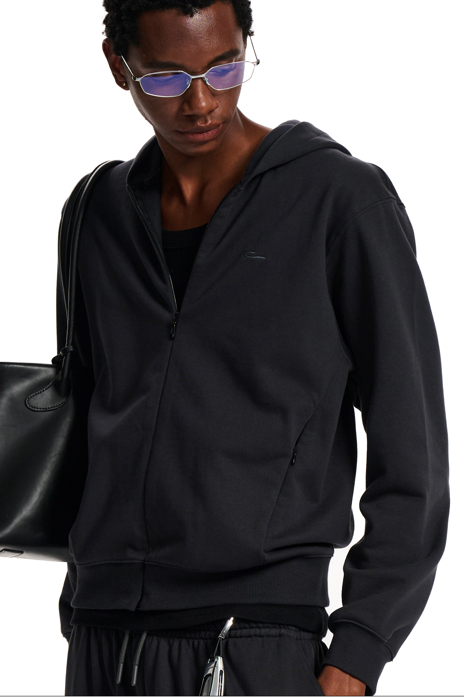Loopsoon Embroidered Zip-Up Hoodie