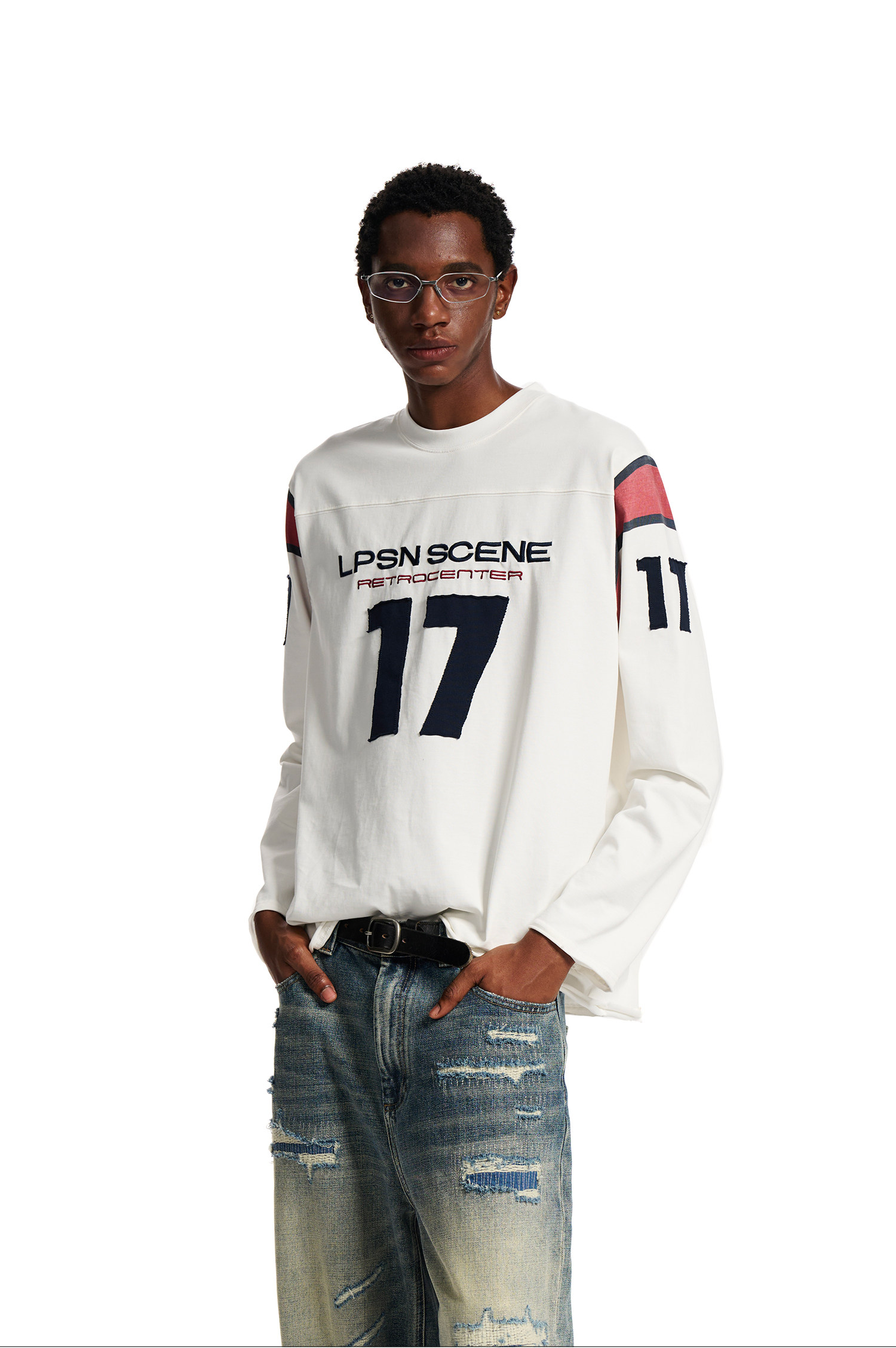 Loopsoon Number Print Drop-Shoulder Loose Tee