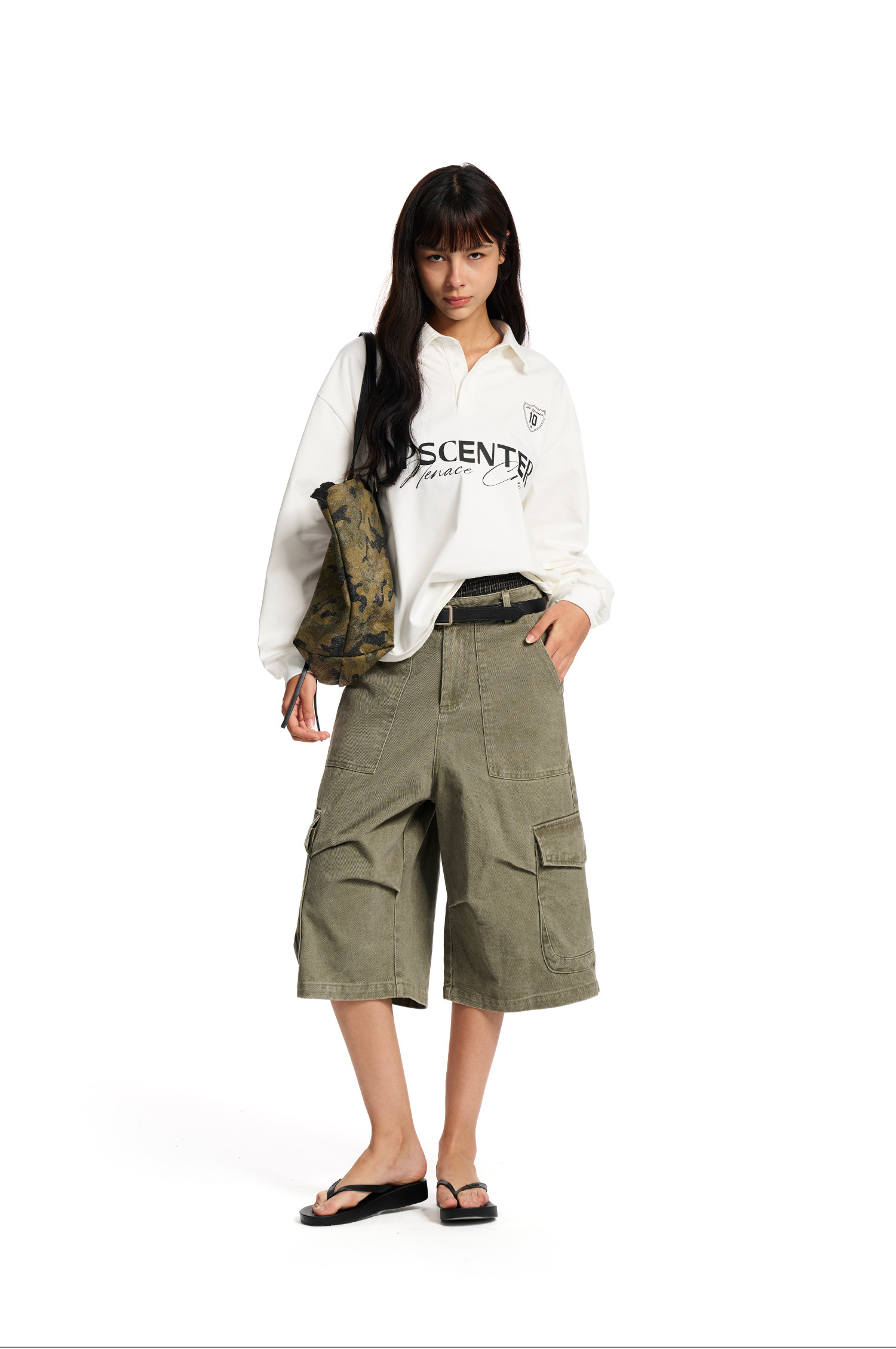 Loopsoon Racing Print Loose Polo Shirt