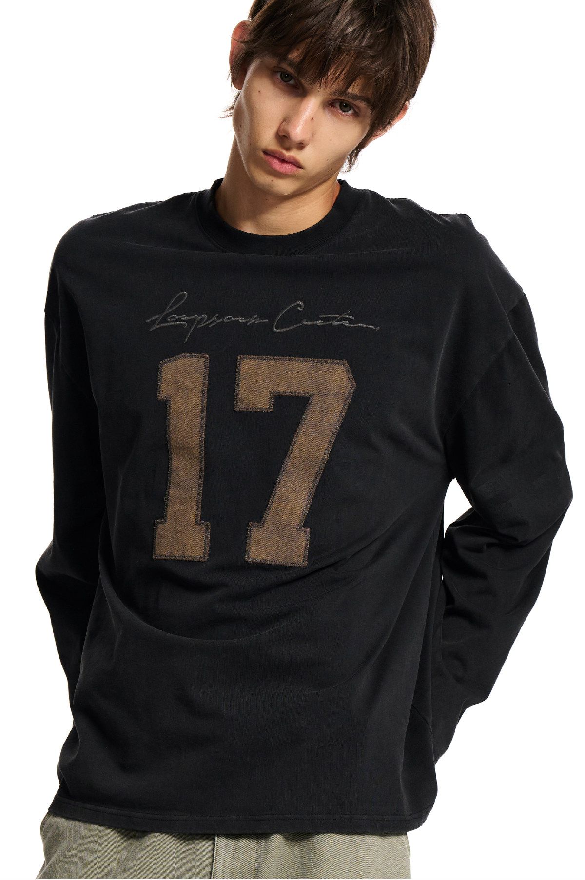 Loopsoon Number Patch Loose Long-Sleeve Tee