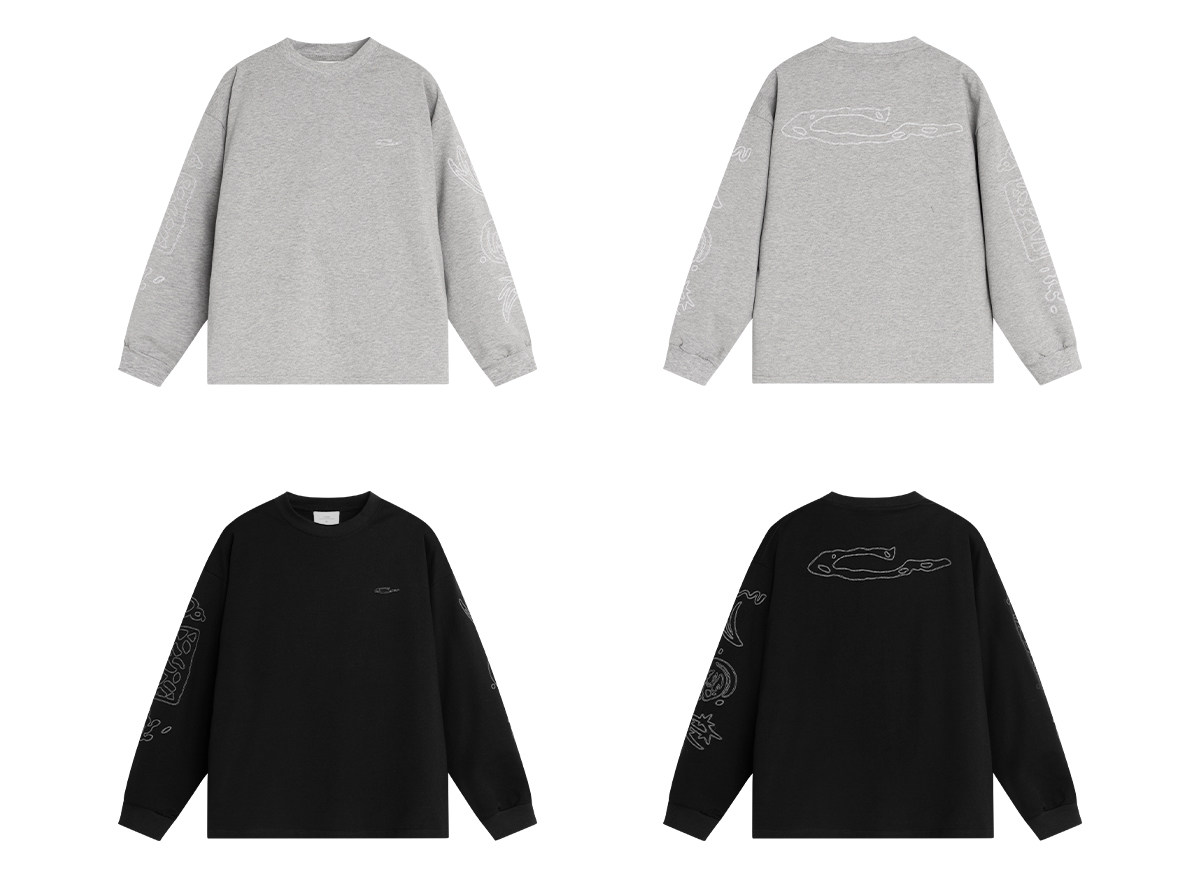 Loopsoon Letter Print Drop-Shoulder Long-Sleeve Tee