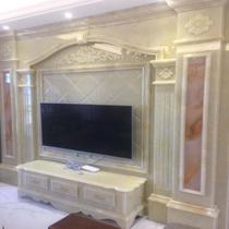 Imitation jade imitation TV cabinet art TV living room background carved sofa three-dimensional Roman column marble