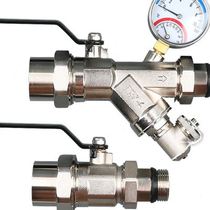 Floor heating water distributor full copper filter set valve ppr water inlet and return ball valve 1 inch floor heating water distributor valve with u