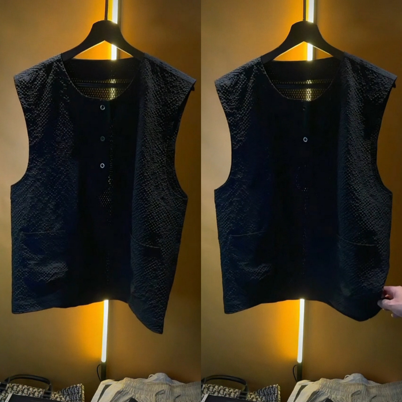 Summer New Men's Fashion Trendy Versatile Simple Light Luxury High-End Minimalist Ripped Casual Sleeveless Vest