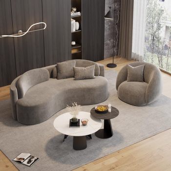 Italian light luxury style beauty salon curved sofa bed and breakfast clothing store office reception leather sofa combination Italian light luxury style beauty salon curved sofa bed and breakfast clothing store office reception leather sofa combination