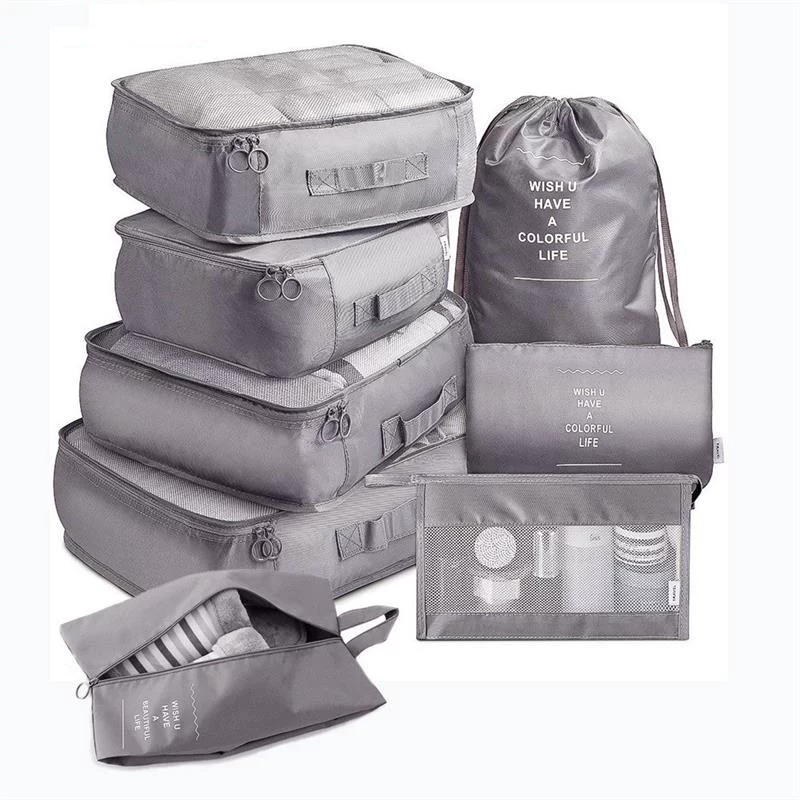 8PCS SET Travel Organizer Storage Bags Suitcase Packing Set
