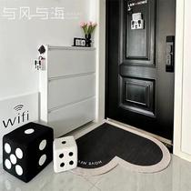 Avec Wind & Sea Creativity Black & White Love Entrance to the Door Carpet Resistant to Dirty Door Foot Mat can be cut