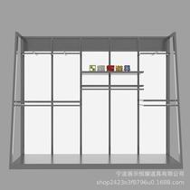 Clothing store display rack floor-standing clothes rack simple stainless steel shelf mens and womens clothing store Korean style clothes rack