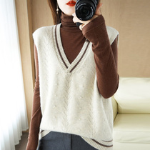 2023 spring womens knitted vest vest vest V-neck flower