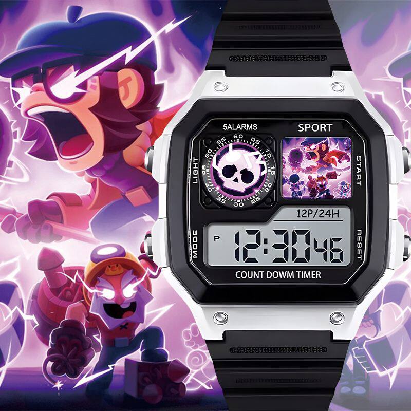 Brawl Starsの学生/子供用スマートウォッチ、Mortis Poktara電子時計、アラーム付きスポーツウォッチ、素晴らしいギフト。