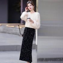 2024 spring new fashion trend simple temperament hollow round neck two-piece suit skirt LT9001