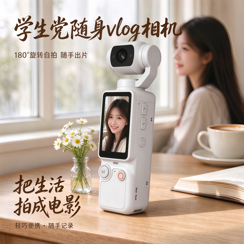 Student Party Handheld Gimbal Action Camera for Children, High-Definition Pixel Camera for Outdoor Vlogs, Daily Selfies, and Recording