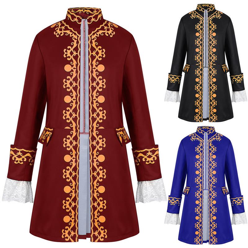 New Men's Medieval Long-Sleeved Stand-Collar Jacket Tuxedo Evening Dress Clothing