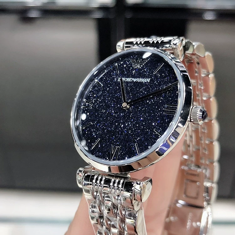 Женские часы Armani, синий звездное небо, кварцевый циферблат, дополненная реальность