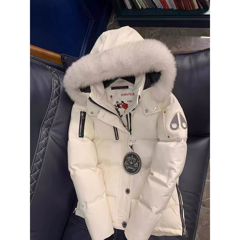 Canadian Moose 3Q Short Coat with Goose down and Fox Fur Collar, Shearling down Jacket