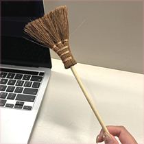 Mini broom keyboard brush small portable brown hair handmade bag pendant creative key dust removal small brush