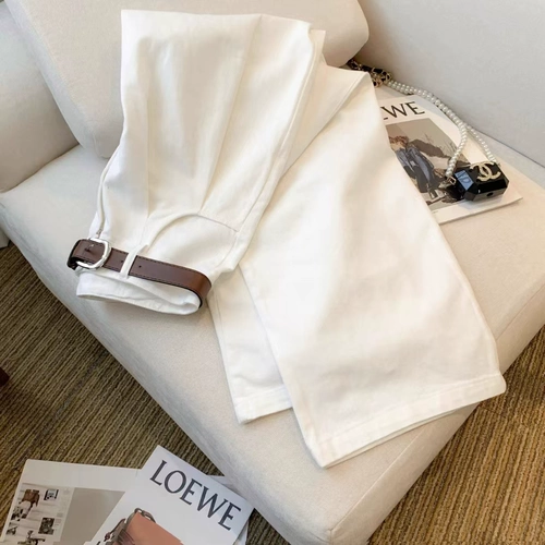 Белые джинсы, весенние штаны, в американском стиле, подходит для подростков, тренд сезона, оверсайз, свободный прямой крой