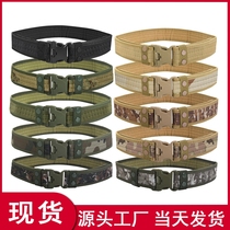 Mens outdoor tactical nylon external belt canvas camouflage belt widened 5 plastic buckles military training 3 8 Velcro