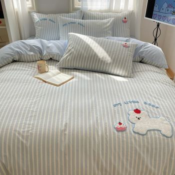 Cake xiaobai~e cartoon cute wash cotton all cotton four-piece set pure cotton quilt cover bed sheet three-piece set bedding