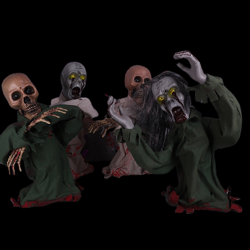 Halloween Electric Sound-Activated Growling Half-Body Ghost Swinging Toy Haunted House Secret Room Scene Decoration Prank Scary Prop