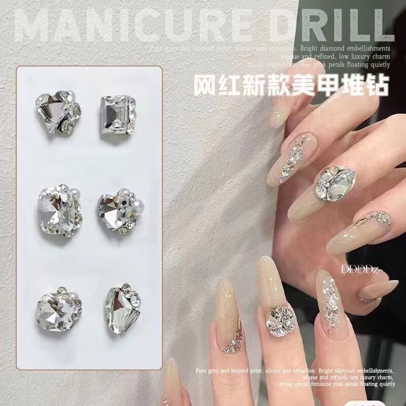 Swarovski Nail Art Accessories, Nail Decoration Rhinestones, New Style Tilted Heart Large Rhinestones, Super Shiny Internet Celebrity Style Finished Product, Stacked Rhinestones Swarovski Nail Art Accessories, Nail Decoration Rhinestones, New Style Tilted Heart Large Rhinestones, Super Shiny Internet Celebrity Style Finished Product, Stacked Rhinestones