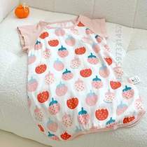 Childrens mothers soft and cute room pajamas parent-child air conditioner gauze sleeping summer bamboo cotton double layer home clothes short-sleeved baby