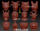 Animal Head Stl 3D Sculpture Model, Three-Dimensional Carving of the Twelve Zodiac Animals from the Yuanmingyuan: Rat, Ox, Tiger Q65