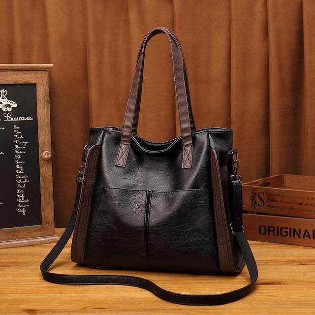 Hand-held crossbody dual-purpose women's bag large capacity genuine leather texture soft leather large bag women's new trendy simple handheld bag