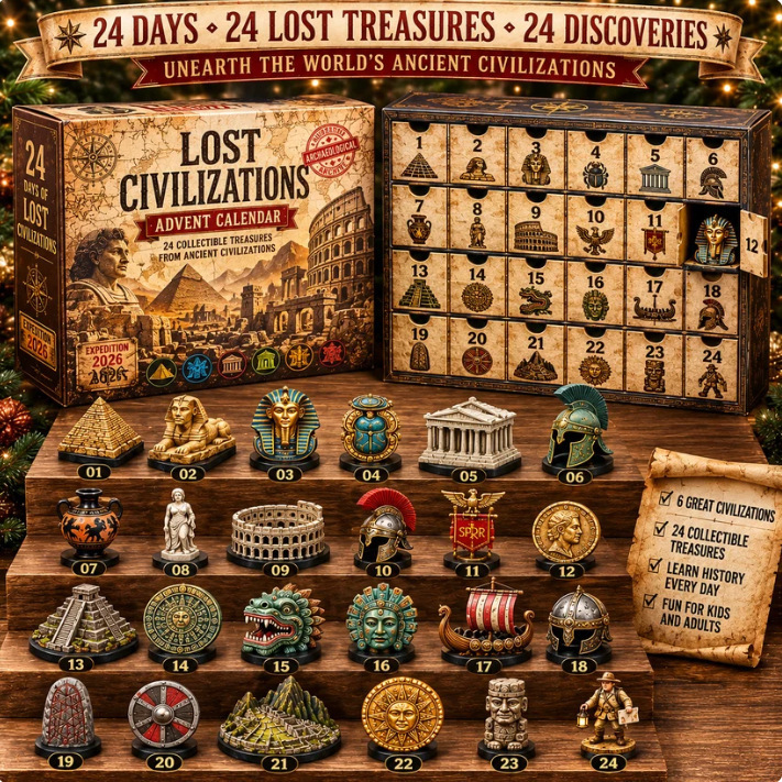 Lost Civilization Themed Christmas Countdown 24-Day Calendar Blind Box Creative Children's New Year Gift 2D Acrylic Flat