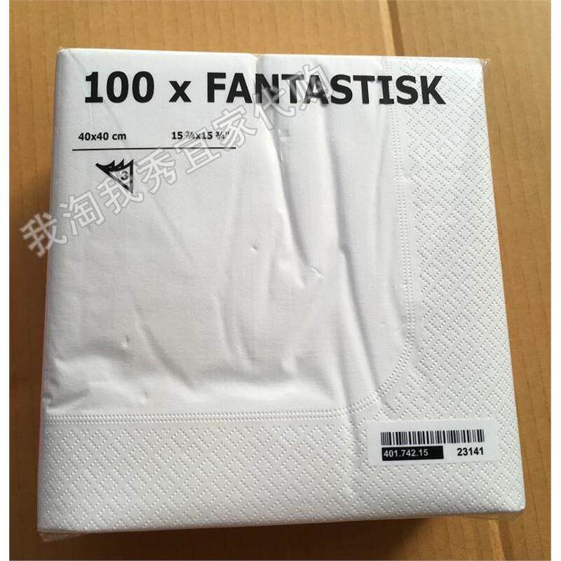 Ikea Domestic Vantaas Napkins White 3-Ply 100 Sheets Highly Absorbent Western-Style Paper 40cm Large Napkins
