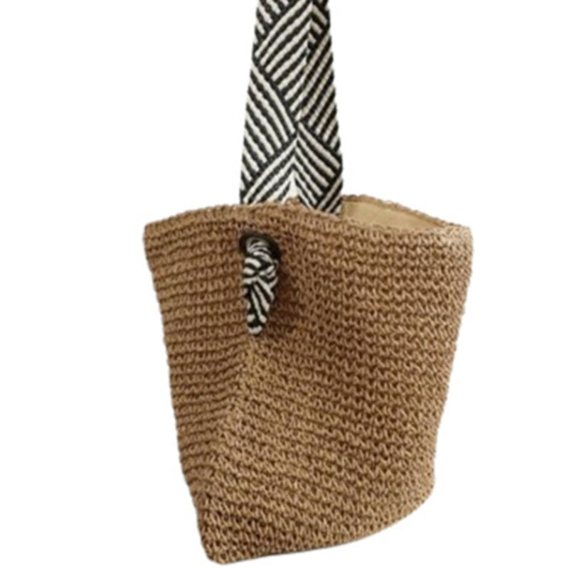 LTLR Niche Design Straw Woven Bag for Women New Fashion Beach Bag Shoulder Handbag Underarm Tote Bag Minimalist - Thumbnail 5
