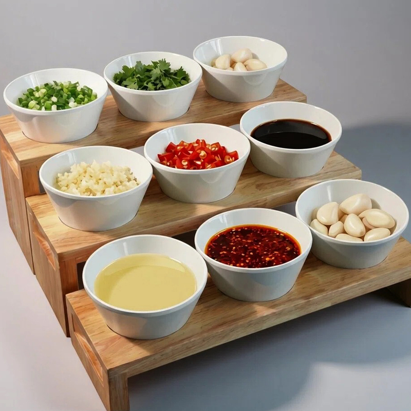Self-Service Restaurant Three-Compartment Wooden Rack for Seasoning Bowls, Sauce Bowls, Hot Pot Restaurant Ingredient Bowls, Vegetable Bowls, Open-Display Solid Wood Display Rack Self-Service Restaurant Three-Compartment Wooden Rack for Seasoning Bowls, Sauce Bowls, Hot Pot Restaurant Ingredient Bowls, Vegetable Bowls, Open-Display Solid Wood Display Rack