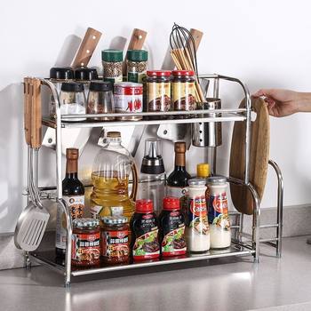 Kitchen rack stainless steel floor-standing condiment rack multi-layer knife holder supplies kitchen utensil storage storage rack wall hanging