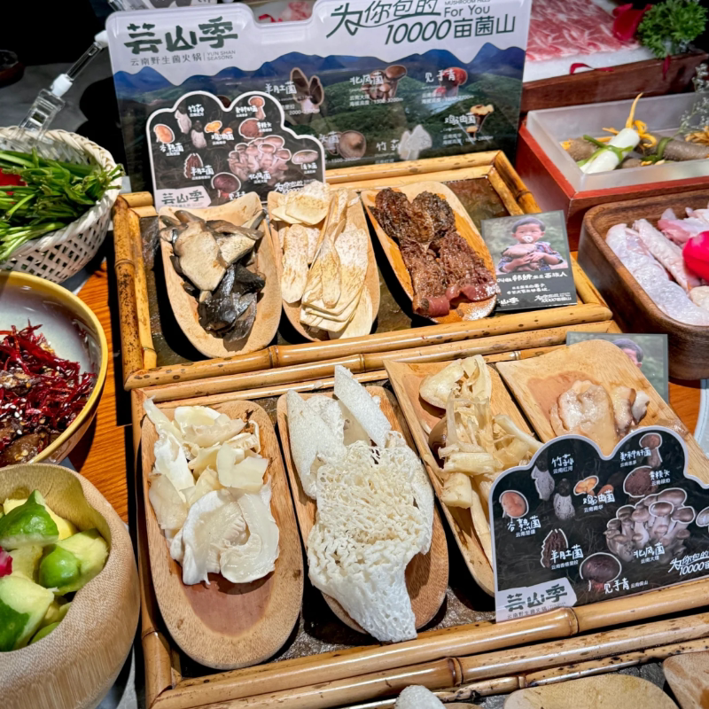 Yunnan Mushroom Specialty Vegetable Platter, Yunshan Season Same Style, Wild Style Guizhou Sour Soup Hot Pot Specialty Tableware 