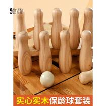 9rN Top Sports Solid Wood Bowling Solid Bowling Set Game Set with Shuffleboard Table and Portable