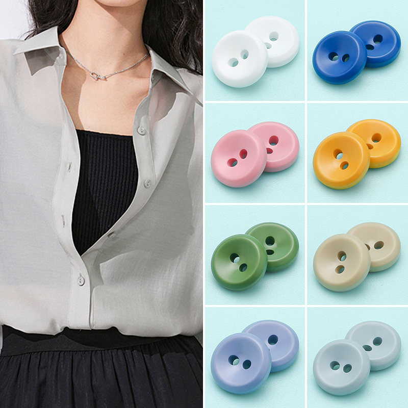 Resin Buttons for Shirts, Blouses, Cardigans, Women's Clothing, Versatile and Exquisite Decorative Buttons, Colorful Round Two-Hole Buttons