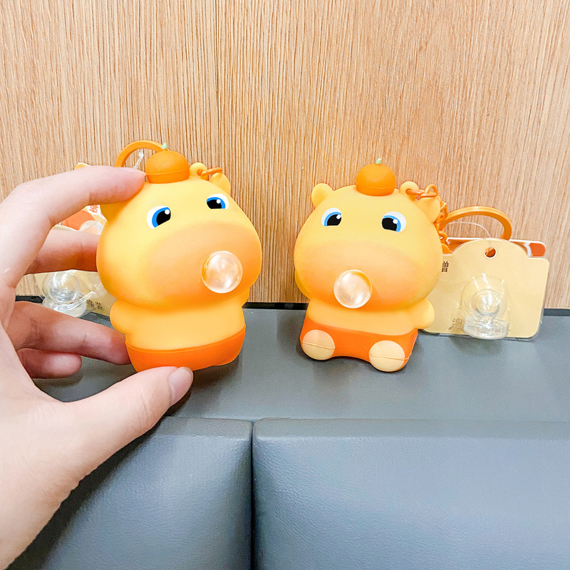 Authentic Capybara Lulu Squishy Bubble Blowing Stress Relief Keychain Cute Backpack Pendant Small Ornament