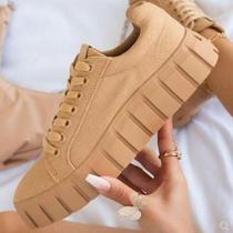 Plus size 6-4 Lace-up canvas shoes Woman Sneakers platform